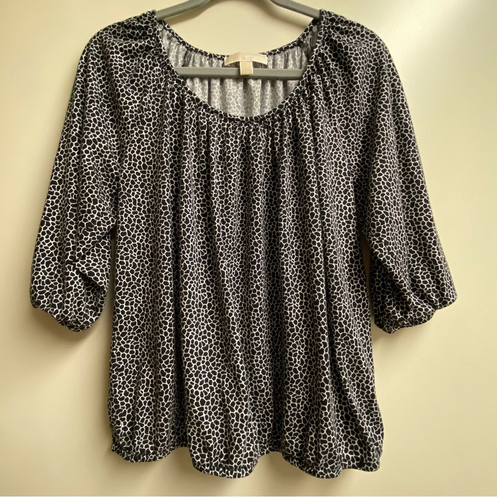 Michael Kors Women's Black and White Patterned Top